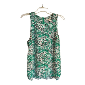 St. Tropez West Green and white sleeveless‎ blouse